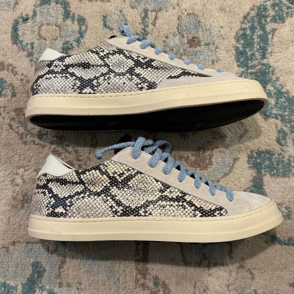 P448 John Silver Python Blue Lace Sneakers Size 9 - Picture 3 of 10
